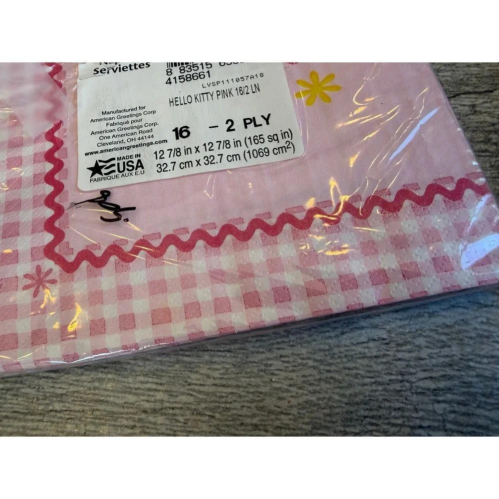 Hello Kitty Luncheon‎ Napkins Pink Y2K USA Birthday Party American Greetings